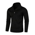 thumbnail image 1 of IYTR Men's Long Sleeve Henley Shirts Slim Fit Lightweight Pullover Turtleneck Knitted Sweaters Basic Solid Color Tops Black L, 1 of 1