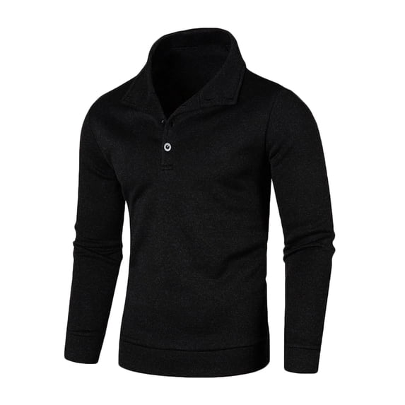 IYTR Men's Long Sleeve Henley Shirts Slim Fit Lightweight Pullover Turtleneck Knitted Sweaters Basic Solid Color Tops Black L