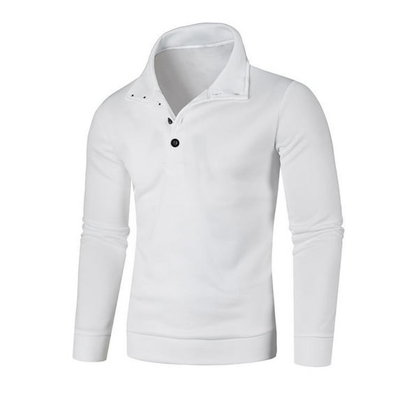 IYTR Men's Long Sleeve Henley Shirts Slim Fit Lightweight Pullover Turtleneck Knitted Sweaters Basic Solid Color Tops White XL