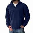 thumbnail image 1 of IYTR Men's Long Sleeve Shirt Zipper Standing Collar Pullover with Pocket Solid Color Leisure Loose Fit Spring Clothes Lightweight Shirt (Navy,XL), 1 of 7
