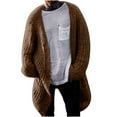 thumbnail image 1 of IYTR Men's Long Sleeve Solid Color Shawl Collar Open Front Chunky Knitted Long Cardigan Sweaters with Pockets Outwear, 1 of 1