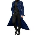 thumbnail image 1 of IYTR Men's Long Trench Coat Double Breasted Overcoat Lapel Turn Down Collar Outwear with Belt Winter Windproof Warm Wool Blend Coat Blue L, 1 of 1