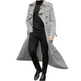 thumbnail image 1 of IYTR Men's Long Trench Coat Double Breasted Overcoat Lapel Turn Down Collar Outwear with Belt Winter Windproof Warm Wool Blend Coat Gray S, 1 of 1