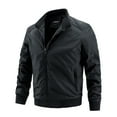 thumbnail image 1 of IYTR Men's Military Jackets Spring Autumn Bomber Coats Male Stand Collar Zipper Pockets Slim Fit Windbreaker Outwear Black L, 1 of 1