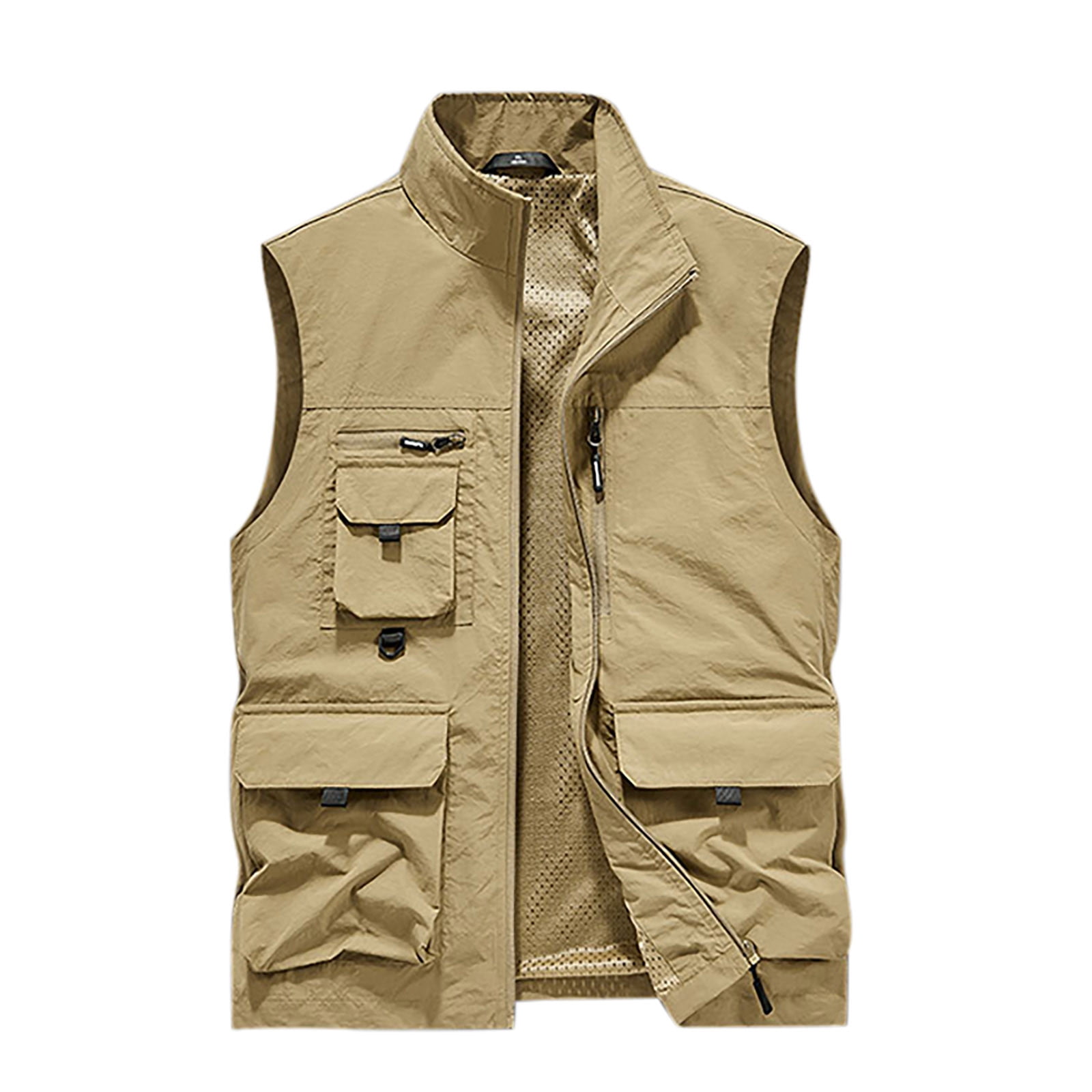 ジャケット・アウター argue MY CUSTOM MODS COAT(VEST SET)KHAKI IYTR Men's Multi Pocket Utility Waistcoat Lightweight Breathable