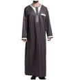thumbnail image 1 of IYTR Men's Muslim Jubba Thobe Long Sleeve Kaftan Islamic Clothing Abaya Dubai Saudi Pakistan Arab Coffee M, 1 of 4