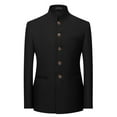 thumbnail image 1 of IYTR Men's Style Mandarin Collar Suit Jacket Single-Breasted Business Casual Slim Tuxedo Blazer Coat with Pockets Black XXXXL, 1 of 5