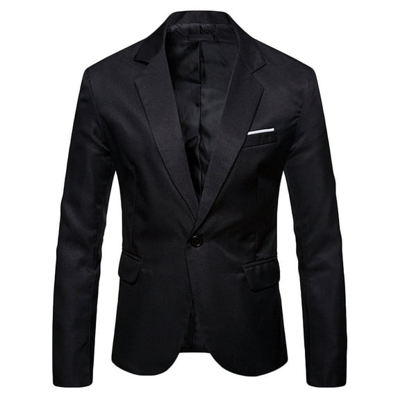 IYTR Men's One Button Suit Jacket Solid Color Turndown Collar Coat Slim Fit Business Blazer Sport Coat Wedding Tuxedo