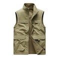 thumbnail image 1 of IYTR Men's Outdoor Fleece Vest Warm Sleeveless Jacket Stand Collar Multi-Pockets Waistcoat Male Winter Coats Windproof Thermal Vest Khaki XXXXXL, 1 of 1