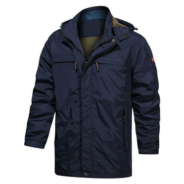 IYTR Men's Outdoor Jackets Windproof Hiking Camping Fishing Coats Breathable Hooded Outwear with Pockets Blue XXL