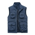 thumbnail image 1 of IYTR Men's Outdoor Lightweight Stand Collar Multi-Pocket Quick Dry Travel Vest with Zipper Pockets Fishing Hiking Vest Waistcoat Dark Blue M, 1 of 1