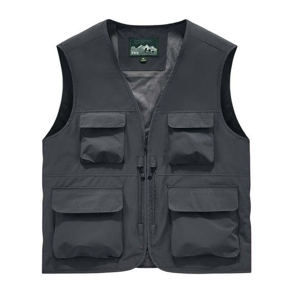 IYTR Men's Outdoor Quick Dry Vest Multi-Pockets Breathable Lightweight Sleeveless Jacket Waistcoat Fishing Hiking Travel Photographer Vest Gray XXXXXXL