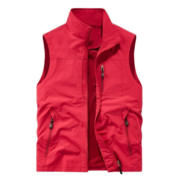 IYTR Men's Outdoor Sports Vest Lightweight Stand Collar Sleeveless Quick Dry Multi-Pockets Fishing Hiking Travel Vest with Detachable Hood