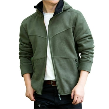 IYTR Men's Outdoor Tactical Fleece Jacket Winter Warm Full Zip Military Coats Thermal Hiking Hunting Jackets with Hood Pockets