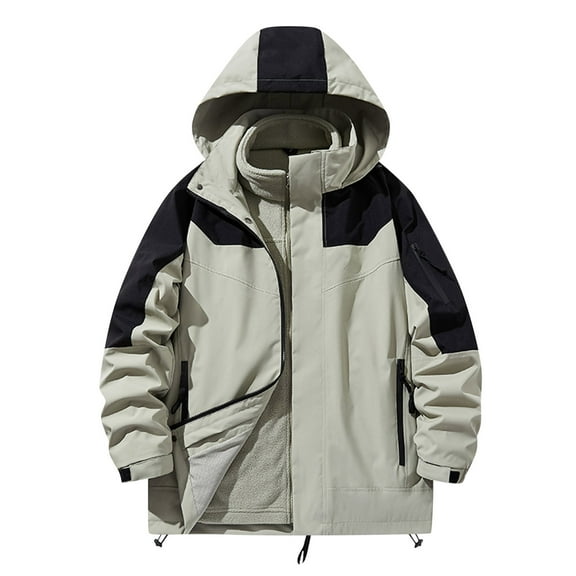 IYTR Men's Outdoor Three In One Warm Coats Detachable Waterproof And Windproof Jacket Outdoor Coat (Green,L)