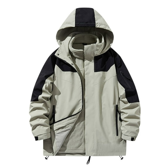 IYTR Men's Outdoor Three In One Warm Coats Detachable Waterproof And Windproof Jacket Outdoor Coat (Green,S)