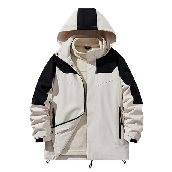 IYTR Men's Outdoor Three In One Warm Coats Detachable Waterproof And Windproof Jacket Outdoor Coat (Khaki,XXXL)