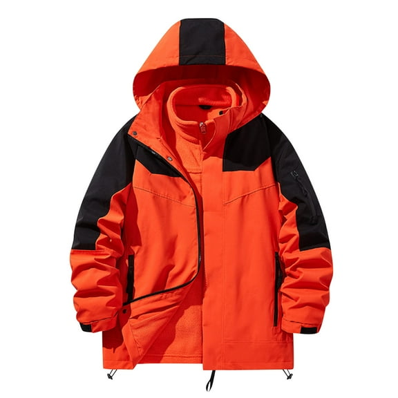 IYTR Men's Outdoor Three In One Warm Coats Detachable Waterproof And Windproof Jacket Outdoor Coat (Red,L)