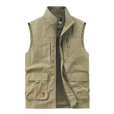 FEOYA Men's Outdoor Fishing Vest - Lightweight Sleeveless Cargo Vest With Multiple Pockets
