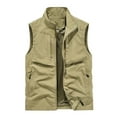 thumbnail image 1 of IYTR Men's Outdoor Travel Vest Lightweight Stand Collar Sleeveless Multi-Pockets Quick Dry Breathable Mesh Lining Sports Fishing Hiking Vest Gilet Khaki XXXL, 1 of 1
