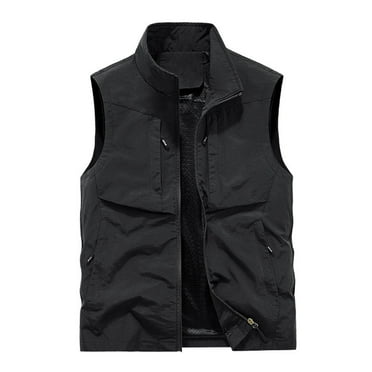 IYTR Men's Outdoor Travel Vest Lightweight Stand Collar Sleeveless Multi-Pockets Quick Dry Breathable Mesh Lining Sports Fishing Hiking Vest Gilet