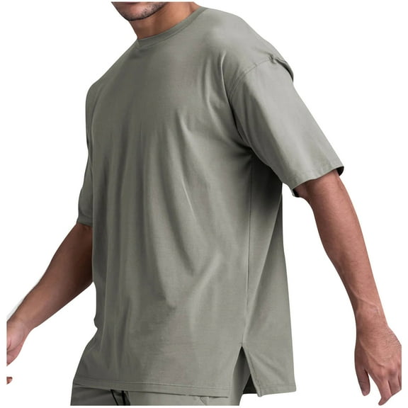 IYTR Men's Oversized T Shirt Comfy Summer Fashion Short Sleeve Crewneck Shirts Tops Casual Loose Solid Color T Shirt Green XXL