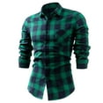 thumbnail image 1 of IYTR Men's Plaid Shirts Long Sleeve Lapel Button Down Shirt Slim Fit Business Casual Formal Work Shirts (Green,M), 1 of 2
