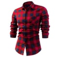 thumbnail image 1 of IYTR Men's Plaid Shirts Long Sleeve Lapel Button Down Shirt Slim Fit Business Casual Formal Work Shirts (Red,XL), 1 of 2