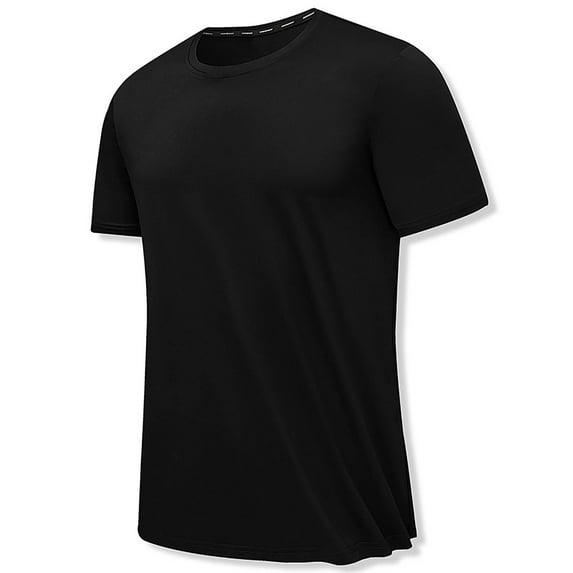 IYTR Mens Sports T Shirt Summer Solid Color Fashion Short Sleeve T Shirts Pullover Crewneck Quick Dry Fintness Athletic Shirts Comfy Casual Black M
