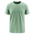 thumbnail image 1 of IYTR Men's Quick-drying Shirts Casual Round Neck Short Sleeve T Shirts Summer Solid Color Slim Stretch Sports T-shirt Green M, 1 of 6