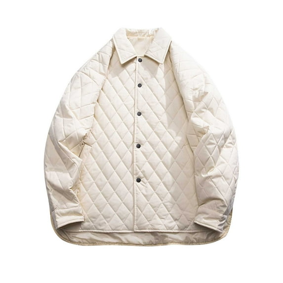 IYTR Men's Quilted Padded Long Sleeve Button Down Shirt Turn Down Collar Baseball Collar Winter Warm Outwear Jacket Coat