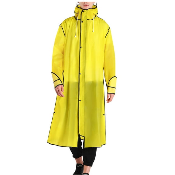 IYTR Men's Raincoat Waterproof Lightweight Long Rain Jacket with Hood Windbreaker Outdoor Activewear Yellow XL