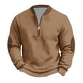 thumbnail image 1 of IYTR Men's Round Neck Sweatshirt Casual Fall Sweatshirts Solid Color Zipper Pullover Sweatshirt Long Sleeve Coffee S, 1 of 6