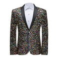 thumbnail image 1 of IYTR Men's Sequined Blazer Formal Shiny Party Wedding Suit Jacket Black Collar Button Long Sleeve Blazer Multicolor XL, 1 of 5