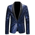 thumbnail image 1 of IYTR Men's Sequined Blazer Slim Formal Party Wedding Blazer Jacket One Button Shiny Blazer Evening Suit Coat for Men Navy M, 1 of 6