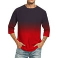 thumbnail image 1 of IYTR Men's Seven-Quarter Sleeve Shirts Short Sleeve T Shirts Fashion Pullovers Crewneck T-shirts Relaxed Tropical Beach Tee Shirts Summer Gradient Color Red XL, 1 of 4