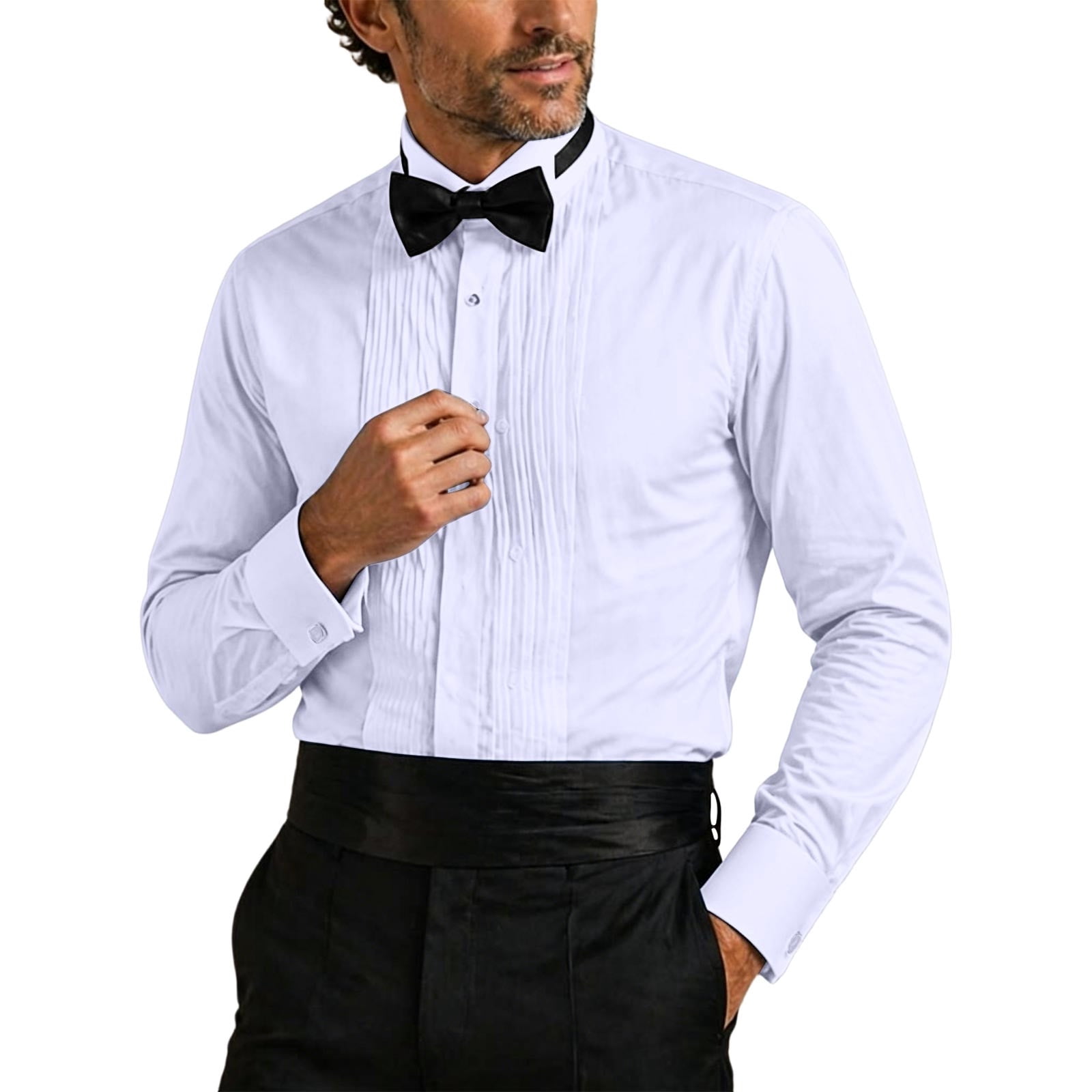 pleated front short sleeve dress shirt men white Mens Savile Row Company Regular Fit Cotton Pleat Fly US 16 R crafted for the modern man who demands both style and performance.Constructed from a comfy and breathable fabric Iytr Men's Short Sleeve Dress