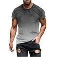 thumbnail image 1 of IYTR Men's Short Sleeve T-Shirts Gradient Color Round Neck Graphic Tee Shirts Casual Fashion Tshirts Holiday Tops Dark Gray L, 1 of 6
