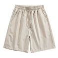 thumbnail image 1 of IYTR Men's Shorts Elastic Waist Drawstring Solid Color Shorts Summer Casual Beach Outdoor Sweatpants (Beige,XXXL), 1 of 8