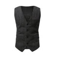 thumbnail image 1 of IYTR Men's Single-breasted Vest Jacket Sleeveless Jacket Button Up V-Neck Business Casual Streetwear Jacket with Pocket Stripe Dark Gray XXL, 1 of 5
