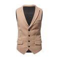 thumbnail image 1 of IYTR Men's Single-breasted Vest Jacket Sleeveless Jacket Button Up V-Neck Business Casual Streetwear Jacket with Pocket Stripe Khaki L, 1 of 5