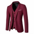 thumbnail image 1 of IYTR Men's Slim Business Casual Coat Solid Color Lapel Long Sleeve Button Jacket Fashion Wedding Party Formal Suits Jacket Wine XXL, 1 of 3