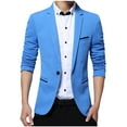 thumbnail image 1 of IYTR Men's Slim Fit Blazer Suit Jacket One Button Sport Coat Business Wedding Party Tuxedo Sky Blue XXXXL, 1 of 1