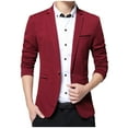 thumbnail image 1 of IYTR Men's Slim Fit Blazer Suit Jacket One Button Sport Coat Business Wedding Party Tuxedo Wine XXL, 1 of 1