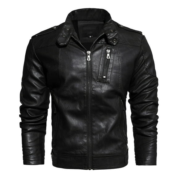 IYTR Men's Slim Fit Brown Faux Leather Biker Motorcycle Jacket Quilted Stand Collar Zipper Pockets Outerwear