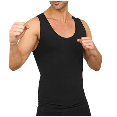 IYTR Men's Slimming Tank Top Body Shaper Compression Undershirt Workout Tank Top Breathable Seamless T-Shirt for Gym Sports Black XL