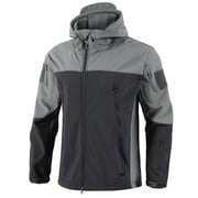 IYTR Men's Soft Jacket Windproof Fleece Lined Hooded Outdoor Warm Hiking Climbing Hunting Jacket Gray M