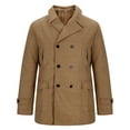thumbnail image 1 of IYTR Men's Solid Color Peacoat Long Sleeve Winter Warm Wool Double Breasted Trench Coat Overcoat Classic Jacket with Pockets Khaki XL, 1 of 7