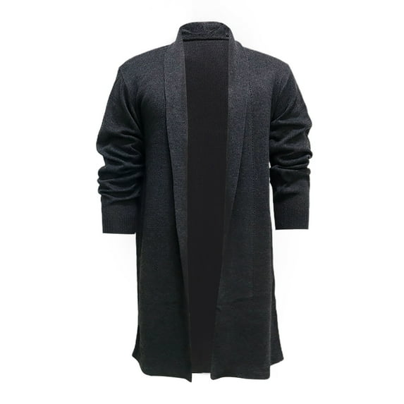 IYTR Men's Solid Color Shawl Collar Long Sleeve Open Front Cardigan Sweater with Pockets Black M