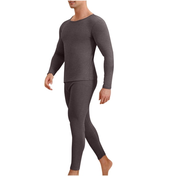 IYTR Men's Solid Color Thermal Underwear Set Soft Long Johns Base Layer Cold Weather Warm Suits Winter Sets Gray XXXXL